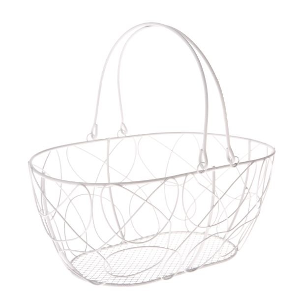 Košík s uchy 24x11x16cm bílý, drát Košík s uchy 24x11x16cm bílý, drát