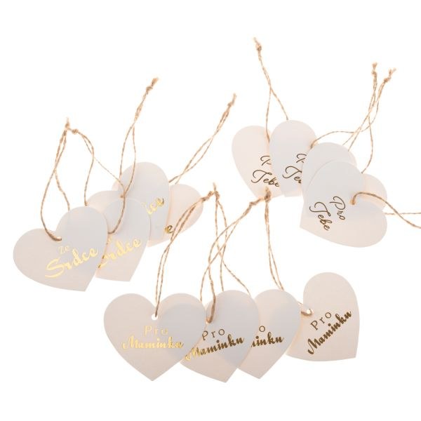 Sada visaček s nápisem 12ks bílé, papír Sada visaček s nápisem 12ks bílé, papír - Domácnost a úklid bytové dekorace, textilní doplňky