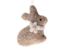 Zajíc 10cm natur, textil/dřevo