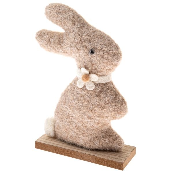 Zajíc 21cm natur, textil/dřevo - Domácnost a úklid Jaro + Velikonoce