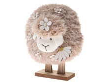 Ovečka s kopretinou 24cm natur, textil/dřevo