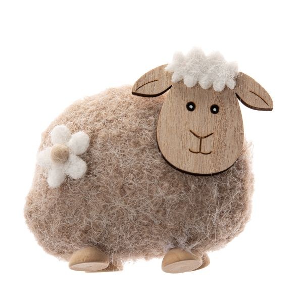 Ovečka 11cm natur, textil/dřevo Ovečka 11cm natur, textil/dřevo