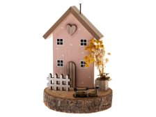 Domek s plotem 9,5x13cm růžový, dřevo