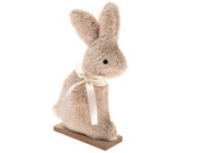 Zajíc s mašlí 41cm natur, textil/dřevo
