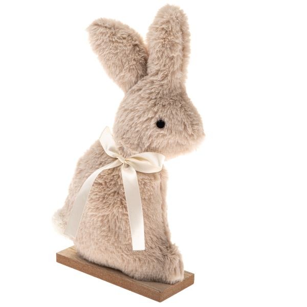 Zajíc 31,5cm hnědý, textil/dřevo - Domácnost a úklid Jaro + Velikonoce