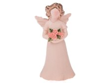Anděl s kyticí 5cm růžový, polyresin