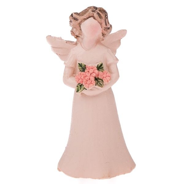 Anděl s kyticí 5cm růžový, polyresin - Domácnost a úklid bytové dekorace, textilní doplňky