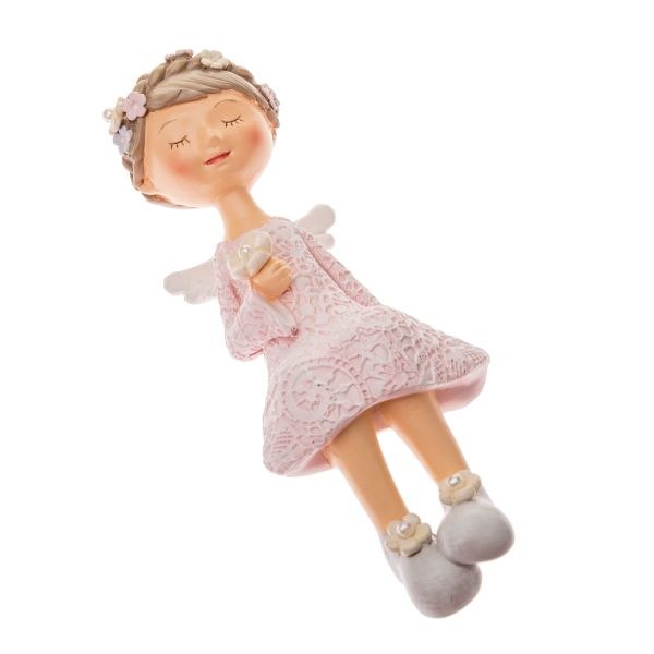 Víla sedící 18,5cm s květinou, polyresin Víla sedící 18,5cm s květinou, polyresin - Domácnost a úklid bytové dekorace, textilní doplňky