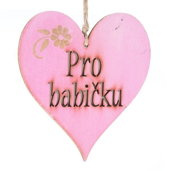 Srdíčko "Pro babičku" 12cm závěs, dřevo Srdíčko "Pro babičku" 12cm závěs, dřevo - Domácnost a úklid bytové dekorace, textilní doplňky