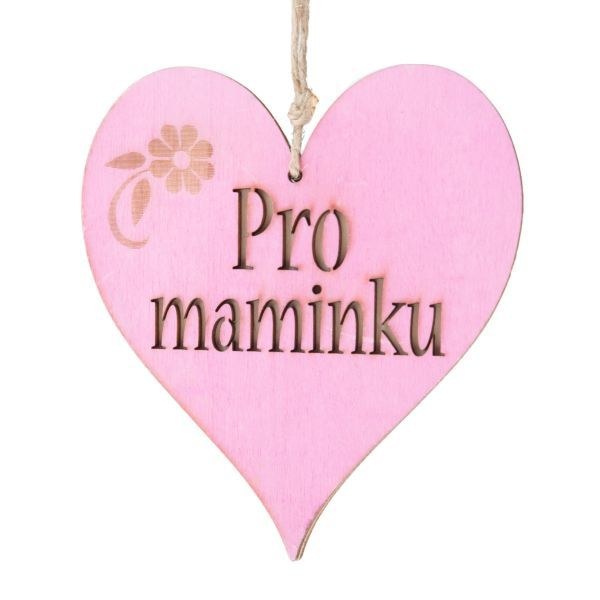 Srdíčko "Pro maminku" 12cm závěs, dřevo Srdíčko "Pro maminku" 12cm závěs, dřevo - Domácnost a úklid bytové dekorace, textilní doplňky