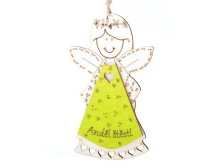 Anděl Štětstí 13cm závěs, dřevo