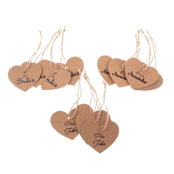 Sada visaček s nápisem 12ks natur, papír Sada visaček s nápisem 12ks natur, papír - Domácnost a úklid bytové dekorace, textilní doplňky