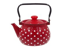 Čajník 2l červený s puntíkem, smalt