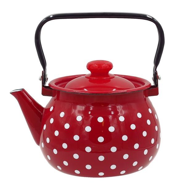 Čajník 2l červený s puntíkem, smalt Čajník 2l červený s puntíkem, smalt - Kuchyně nádobí, příslušenství