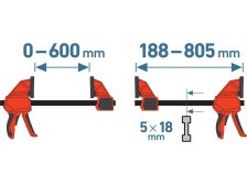 Svěrka rychloupínací 600mm/188-805mm