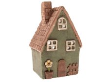 Svícen Domek 9,7x15cm tm.zelený, keramika