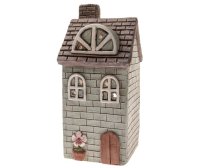 Svícen Domek 10,3x21,7cm šedozelený, keramika