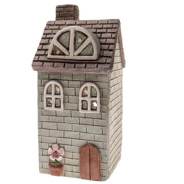 Svícen Domek 10,3x21,7cm šedozelený, keramika Svícen Domek 10,3x21,7cm šedozelený, keramika - Domácnost a úklid bytové dekorace, textilní doplňky
