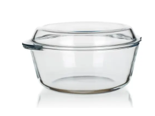 Pekáč+víko 2,2l+0,9l kulatý, sklo