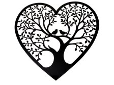 Strom srdce s ptáčky 60cm černý, kov