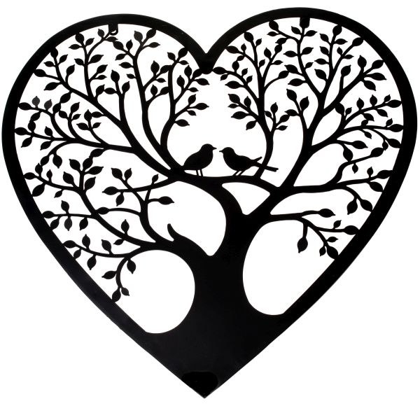 Strom srdce s ptáčky 60cm černý, kov - Domácnost a úklid bytové dekorace, textilní doplňky