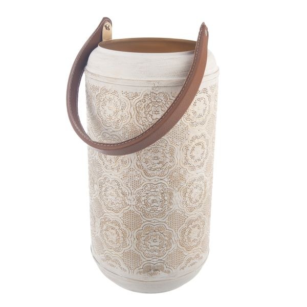 Svícen 15x27cm Mandala závěs béžový, kov/koženka - Domácnost a úklid bytové dekorace, textilní doplňky