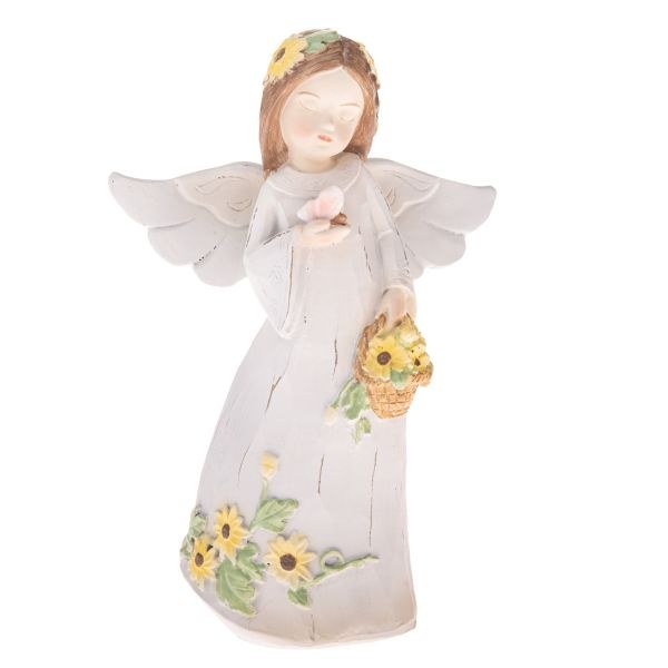 Anděl s košíčkem 16cm, polyresin - Domácnost a úklid bytové dekorace, textilní doplňky