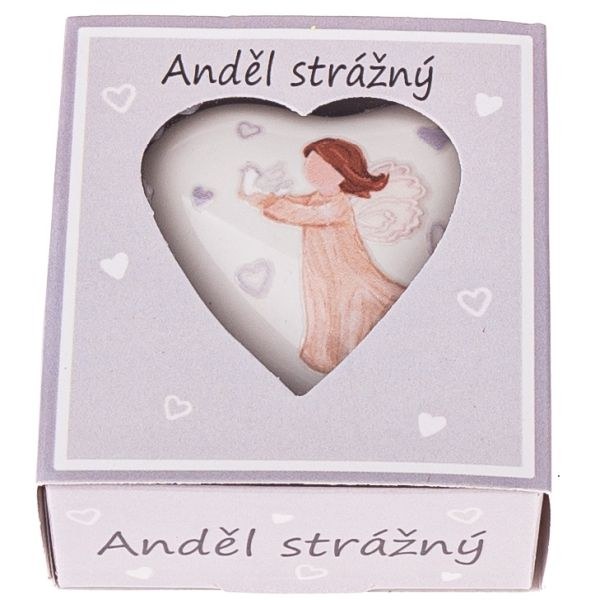 Srdce Anděl strážný bílé, porcelán
