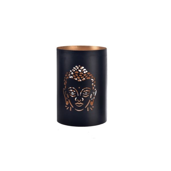 Svícen Budha 10x12cm černý, kov - Domácnost a úklid bytové dekorace, textilní doplňky
