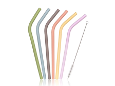 Sada brček 6ks+kartáček zahnuté, silikon