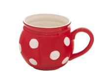 Hrnek-krajáč 1l/17,5x11cm s puntíky červený, keramika