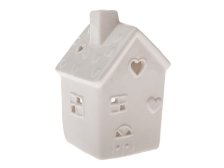 Svíce Domek srdíčka 10,5cm bílý, porcelán