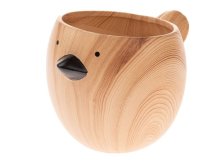 Květináč Ptáček 14,5x22cm imitace dřeva, keramika