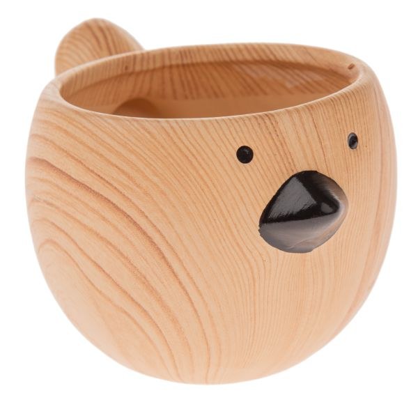 Květináč Ptáček 14x19,5cm imitace dřeva, keramika - Domácnost a úklid bytové dekorace, textilní doplňky