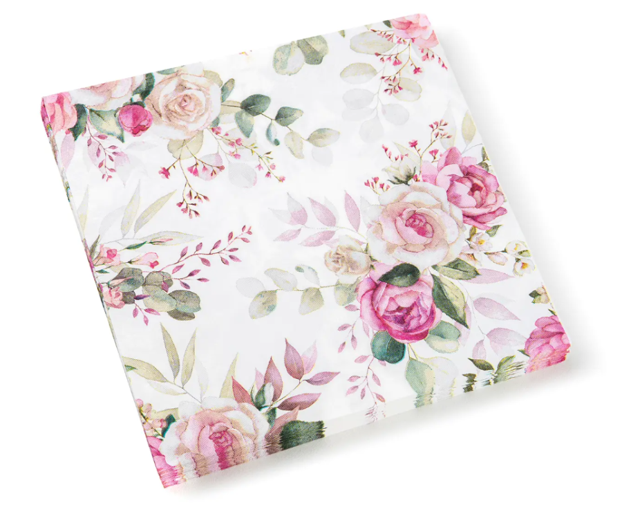 Ubrousky Pink Rose 20ks/33x33cm/3vrstvy - Kuchyně stolování