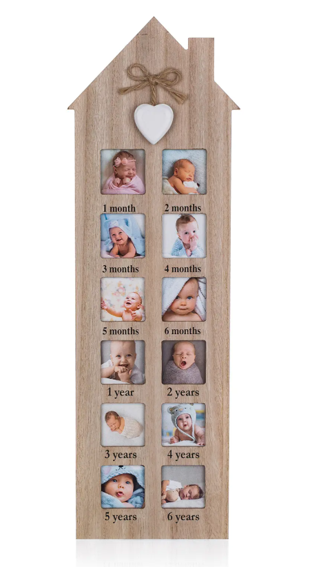 Fotorámeček Baby 48x14,8cm/12 fotek, dřevo - Domácnost a úklid bytové dekorace, textilní doplňky