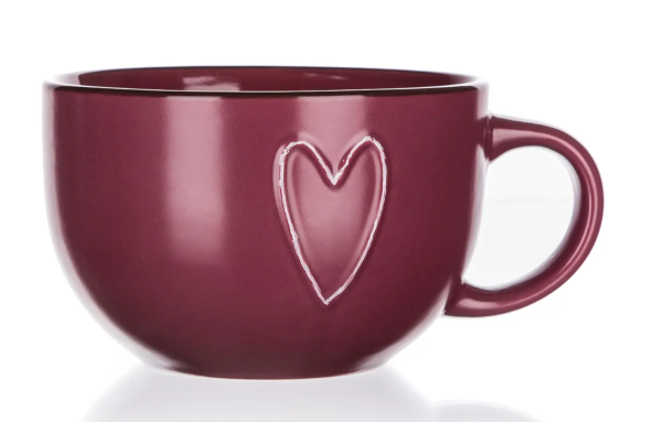 Hrnek 730ml Heart Jumbo bordó, keramika - Kuchyně stolování