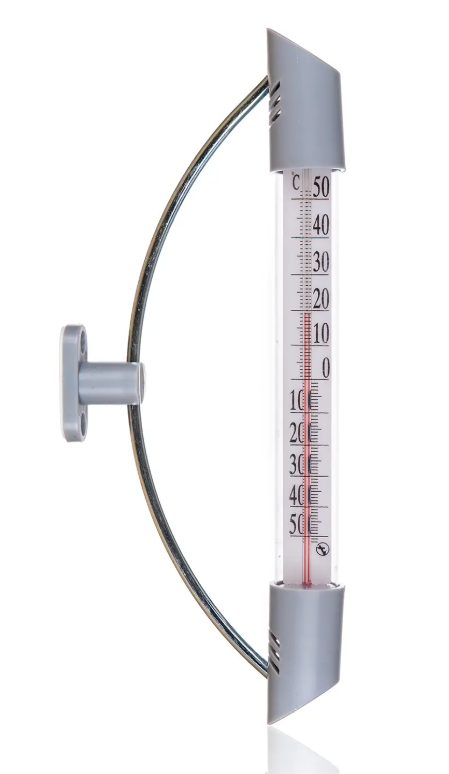 Teploměr okenní 23cm, PH/kov stříbrný - Domácnost a úklid potřeby a pomůcky pro domácnost
