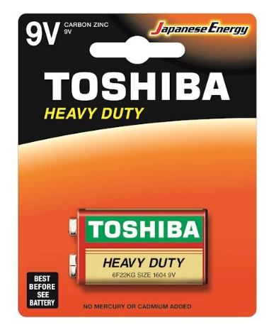 Baterie 6F22R/1BP 9V Toshiba Heavy Duty