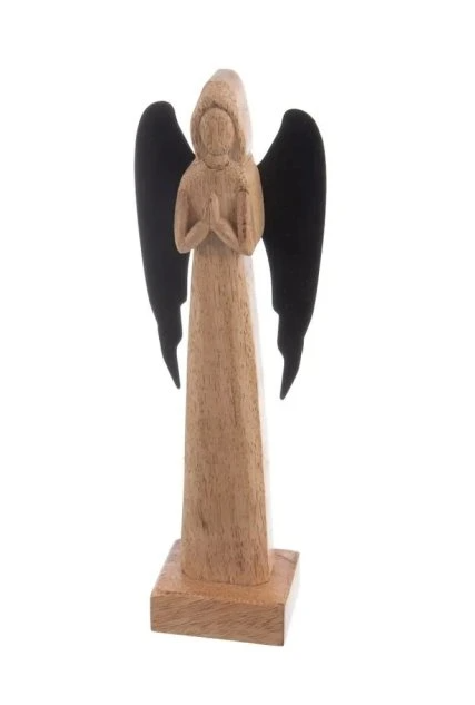 Anděl 27cm černá křídla, mangovník/kov Anděl 27cm černá křídla, mangovník/kov