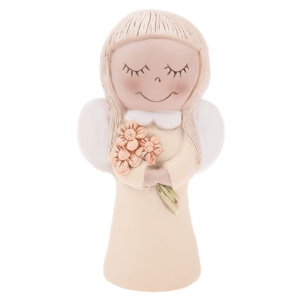 Anděl 20cm sv.oranžový s kytičkou, sádra Anděl 20cm sv.oranžový s kytičkou, sádra - Domácnost a úklid bytové dekorace, textilní doplňky