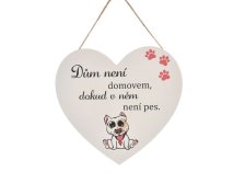 Srdce "Pes domácí" 16x17,5cm závěs, dřevo