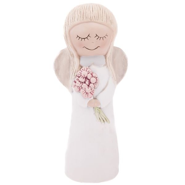 Anděl 31cm bílý s kytičkou, sádra Anděl 31cm bílý s kytičkou, sádra