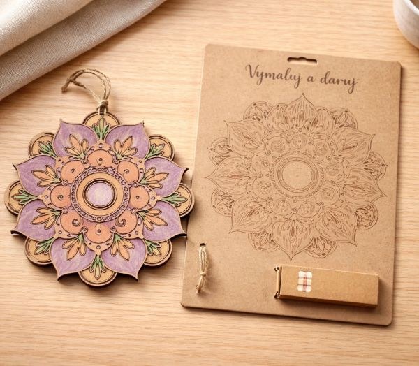Mandala+pastelky k vybarvení, dřevo Mandala+pastelky k vybarvení, dřevo