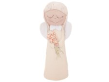 Anděl 40cm sv.oranžový s kytičkou, sádra