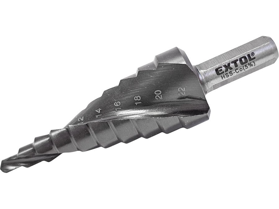 Vrták stup.4-22mm HSS-Co/nerez,ocel,slitina Extol Industrial Vrták stup.4-22mm HSS-Co/nerez,ocel,slitina Extol Industrial - Vrtáky, sekáče, dláta,korunky železo