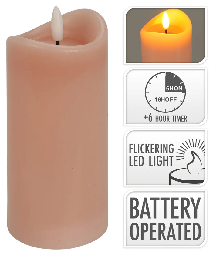 Svíčka LED plamínek 7x15cm/časovač růžová Svíčka LED plamínek 7x15cm/časovač růžová - Domácnost a úklid bytové dekorace, textilní doplňky