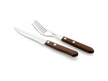Příbor steak 6+6ks BBQ, nerez/dřevo