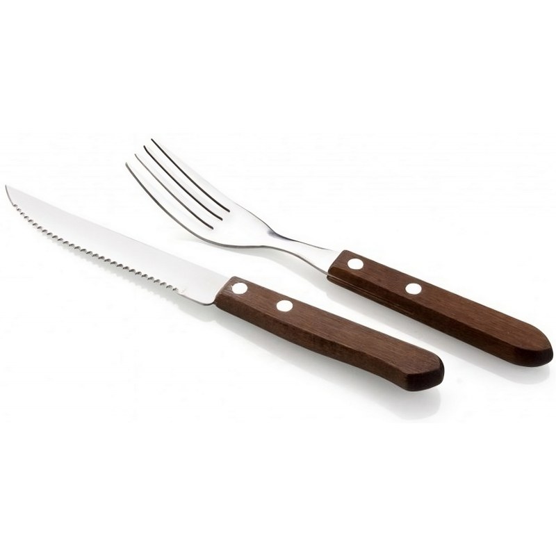 Příbor steak 6+6ks BBQ, nerez/dřevo - Kuchyně stolování