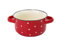 Miska s uchy 580ml Puntík červená, keramika